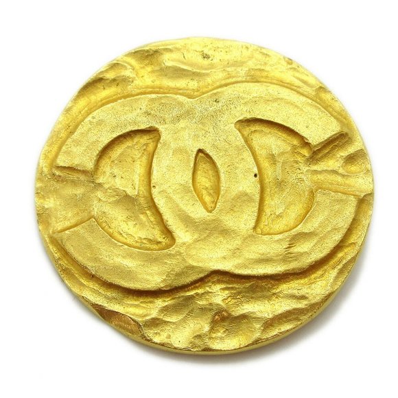 Authentic CHANEL CC Medallion Motif Brooch Pin Corsage Gold-Tone 94P Vintage - Picture 1 of 4